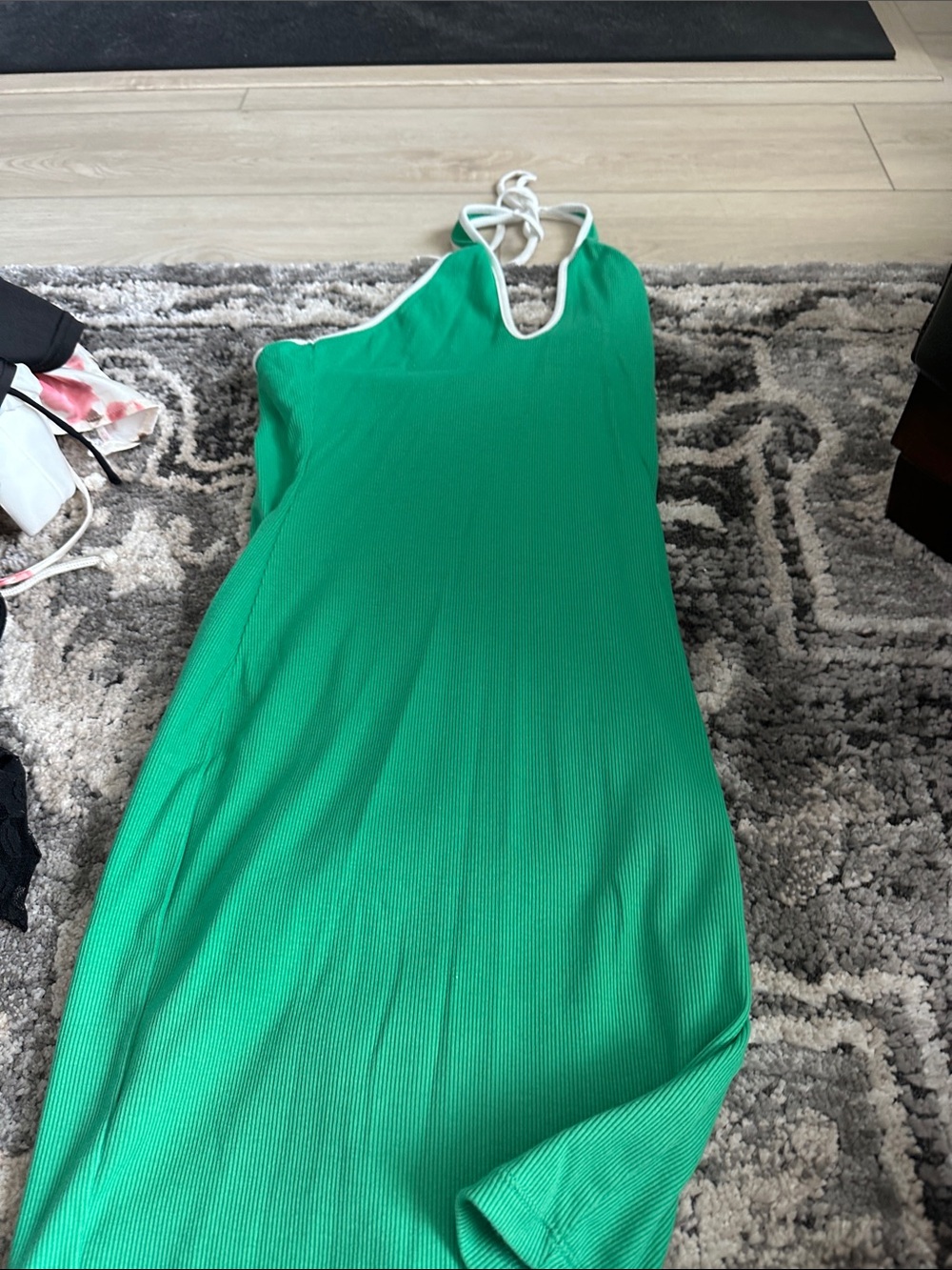 wild fable Green Halter Maxi Dress with White Trim
